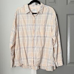 REI Cooperative Women’s Plus Size Pale Pink Plaid Button Down Cotton Shirt